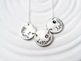Name and Birthstone Linked Disc Necklace | Mother's Necklace | Couples Jewelry