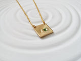 Gold Tone Birthstone Initial Necklace | Bar Necklace