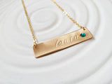 Birthstone Bar Necklace | Gold Tone Name and Birthstone Bar | Personalized Jewelry