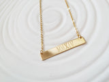 Roman Numerals Necklace | Personalized Gold Tone Bar Necklace