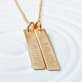 Mother's Rectangle Tag Necklace | Gold or Silver Tone Options