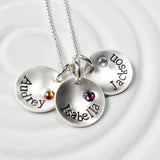 Sterling Silver Newsprint Name Necklace | Birthstone Jewelry