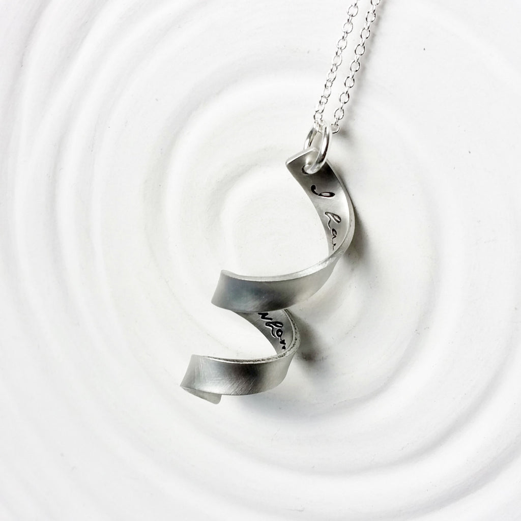 Secret Message Necklace - Hand Stamped, Personalized Custom Text Swirled Spiral Necklace - Message Jewelry - Secret Message - Gift for Her