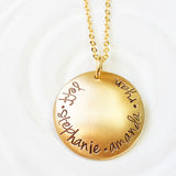 Family Names Necklace | Domed Gold Tone Necklace