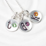 Mini Loop Top Tag Necklace | Birthstone Initial Charms