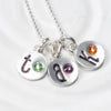 Mini Loop Top Tag Necklace | Birthstone Initial Charms