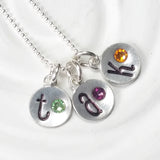 Mini Loop Top Tag Necklace | Birthstone Initial Charms