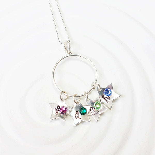 Sterling Silver Stars | Birthstone Initial Stars