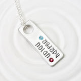 Floating Hole Tag Necklace | Two Name Birthstone Rectangle