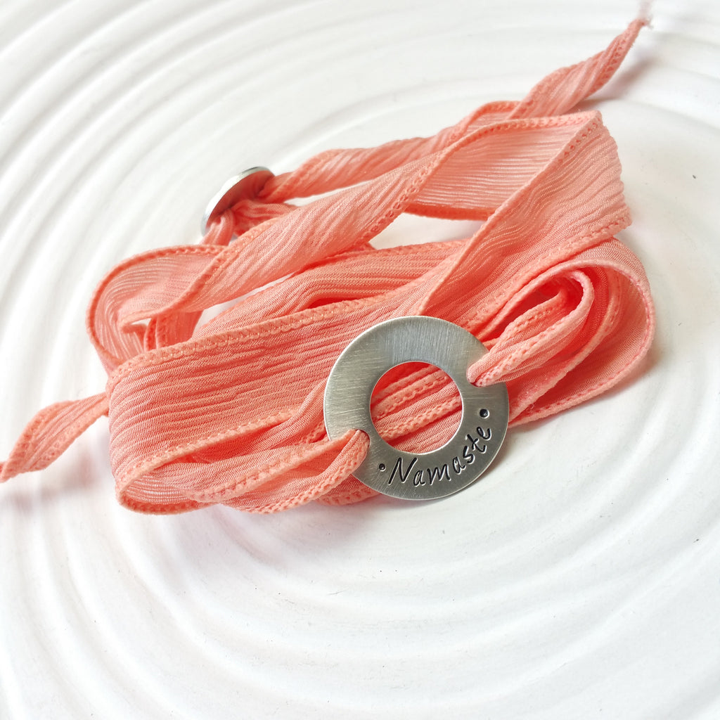 Silk Ribbon Wrap Bracelet Exclusive Slide Clasp Washer Style lark juniper