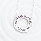 Fixed Washer Necklace | Name and Birthstone Circle Necklace