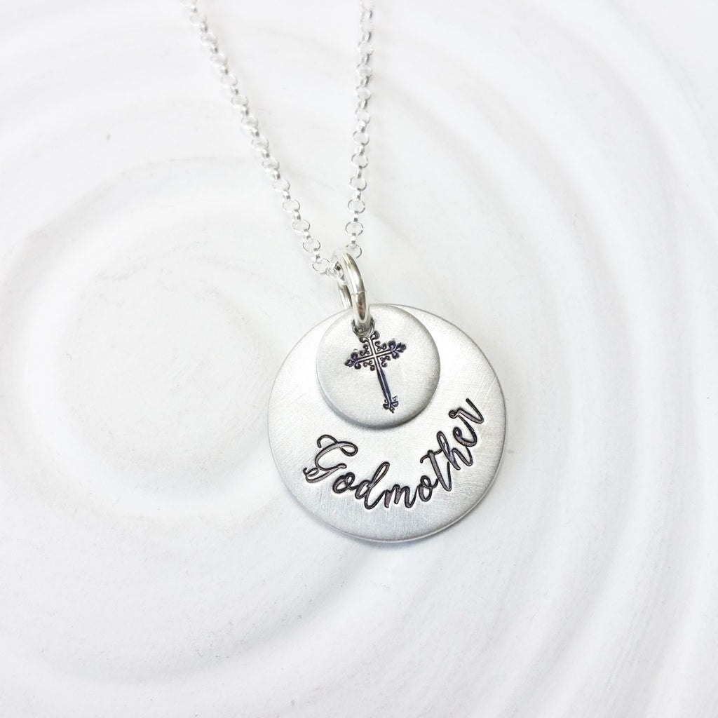 Godmother Stacked Disc Necklace | Cross Necklace