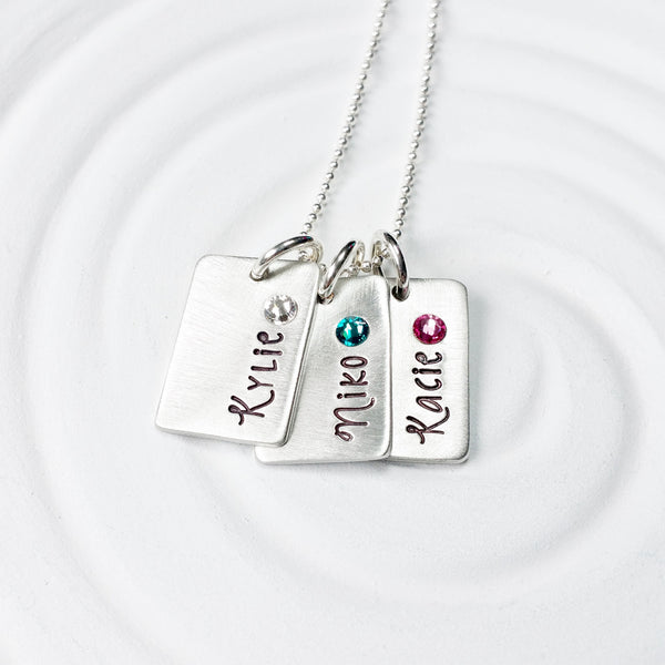 birthstone tag necklace