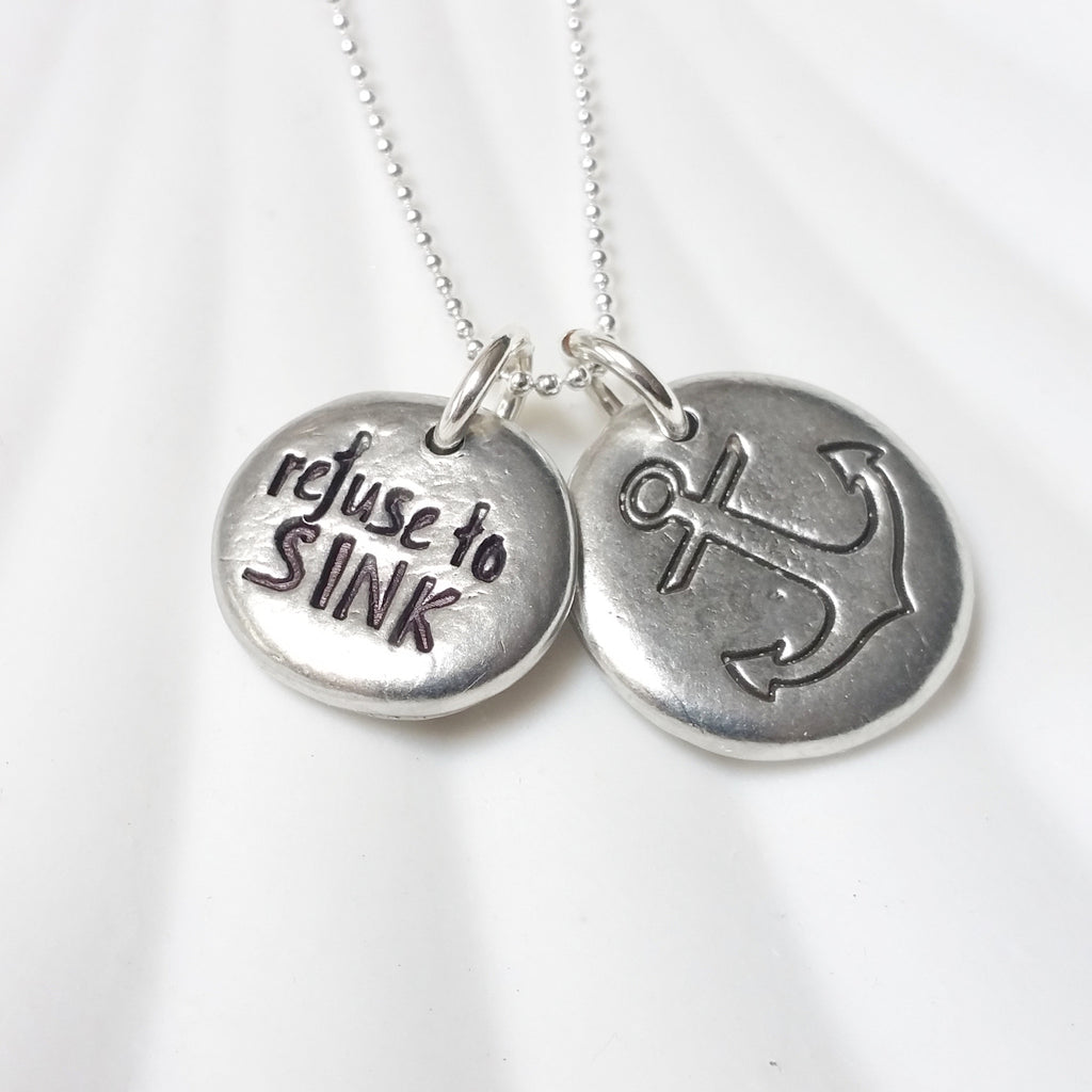 Refuse to Sink | Large Anchor | Pebble Necklace