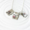 Rectangle Bunting Initial Necklace | Birthstone Jewelry