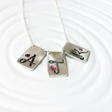 Rectangle Bunting Initial Necklace | Birthstone Jewelry