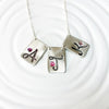 Rectangle Bunting Initial Necklace | Birthstone Jewelry