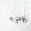 Rectangle Bunting Initial Necklace | Birthstone Jewelry