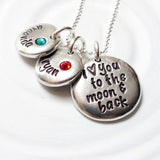 I Love You To The Moon & Back | Birthstone Name Necklace