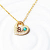 Textured Heart Initial Necklace | Birthstone Mother's Necklace