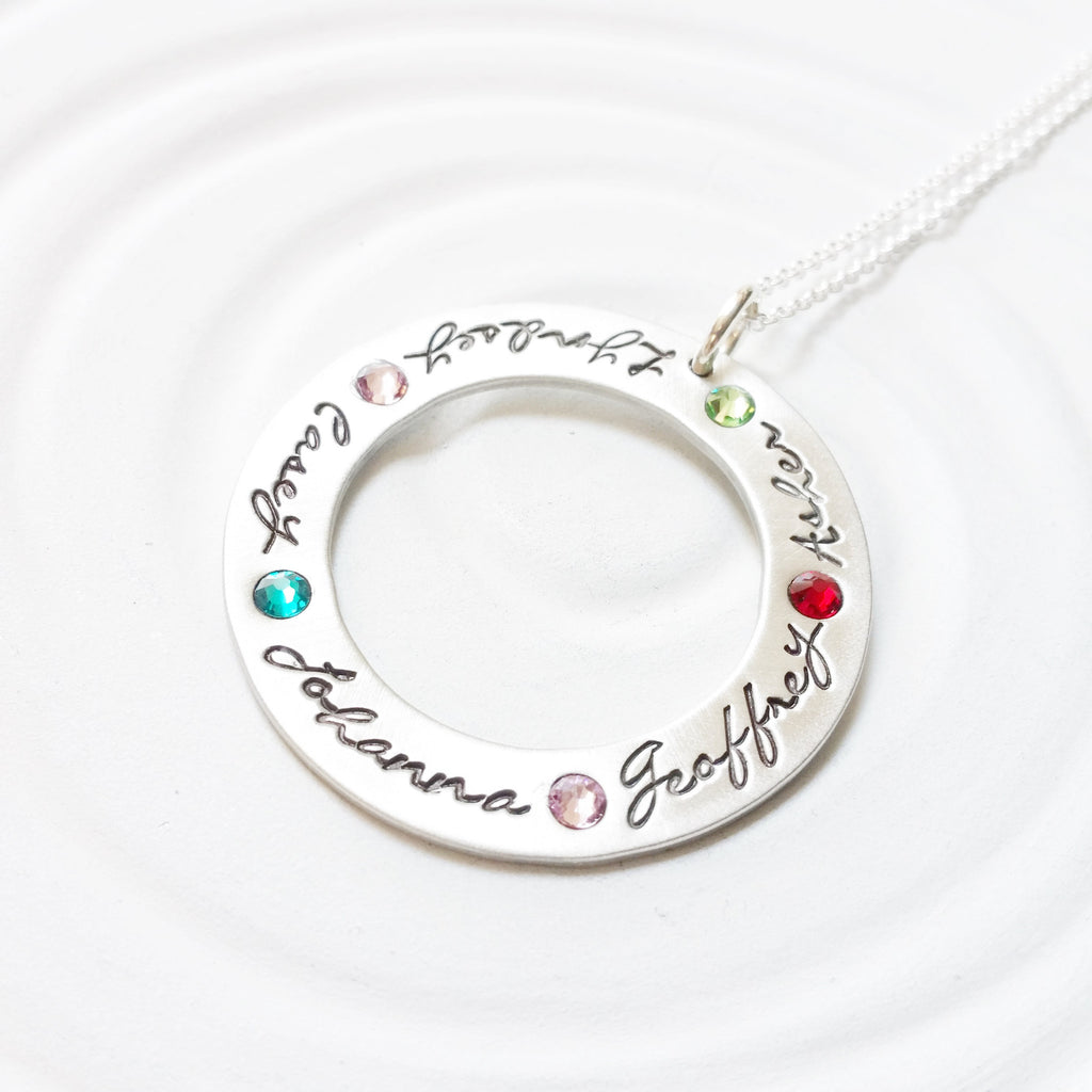 Large Birthstone Washer | Long Chain Option