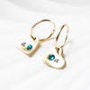 Birthstone Heart Initial Earrings | Gold Filled Hoop Earrings