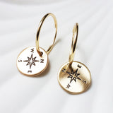 Compass Earrings | Gold Filled Or Sterling Silver Hoop Earrings