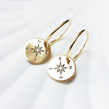 Compass Earrings | Gold Filled Or Sterling Silver Hoop Earrings