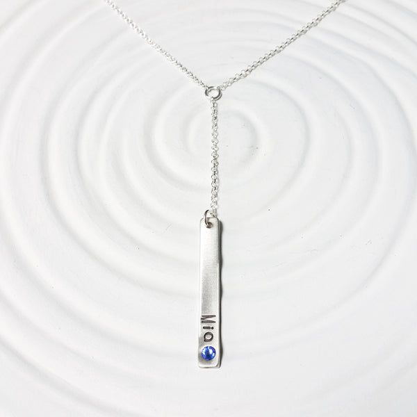 Y Shaped Bar Necklace | Birthstone Lariat Style Necklace