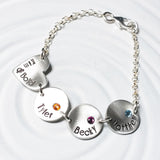 Family Bracelet | Couple Charm and Children's Birthstone Bracelet