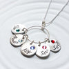 Name and Birthstone Disc Necklace | Charm Ring Necklace