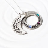 I Love You To The Moon & Back | Birthstone Washer Necklace