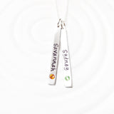 Skinny Tag Necklace | Birthstone Mother's Necklace