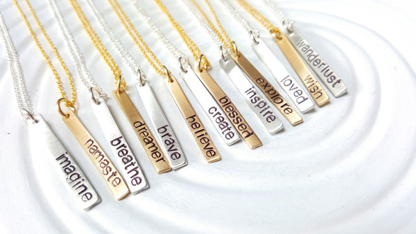 Inspirational Word Necklace | Skinny Tag Necklace