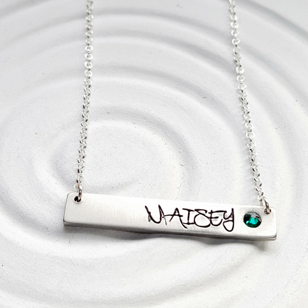 Birthstone Mother's Necklace | Street Art Bar Necklace