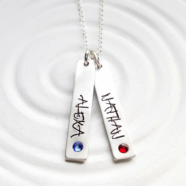 Birthstone Mother's Necklace | Street Art Tag Necklace