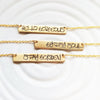 Gold Graffiti Bar Necklace | Custom Text | Golden Glow