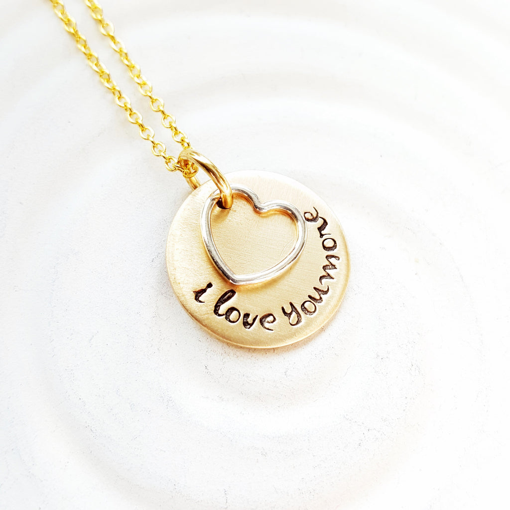 I Love You More | Two Tone Heart Necklace