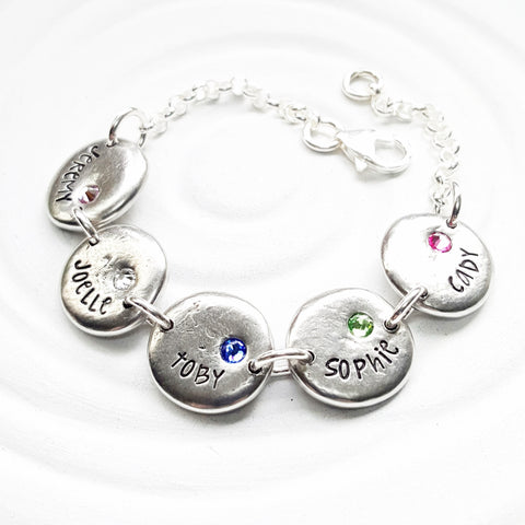 Birthstone Mother's Bracelet | Pebble Charm Bracelet