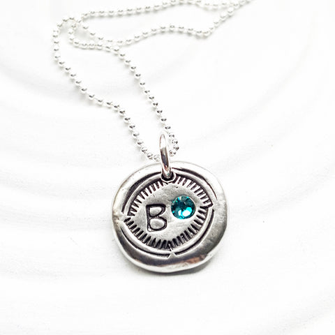 Birthstone Initial Necklace | Navajo Style