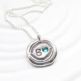 Birthstone Initial Necklace | Navajo Style