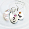 I Love You To The Moon & Back | Crystal Moon Initial Necklace