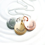 Mixed Metal Disc Necklace | Mother's Name Necklace