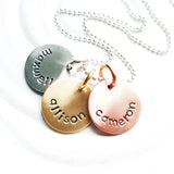 Mixed Metal Disc Necklace | Mother's Name Necklace