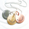 Mixed Metal Disc Necklace | Mother's Name Necklace
