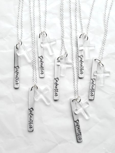 Godmother Necklace - Swarovski Crystal Cross Charm