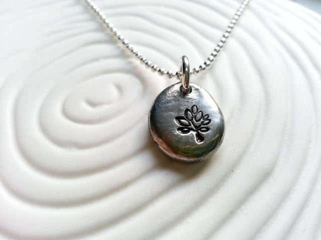 Tree Necklace- Personalized Jewelry- Hand Stamped Necklace