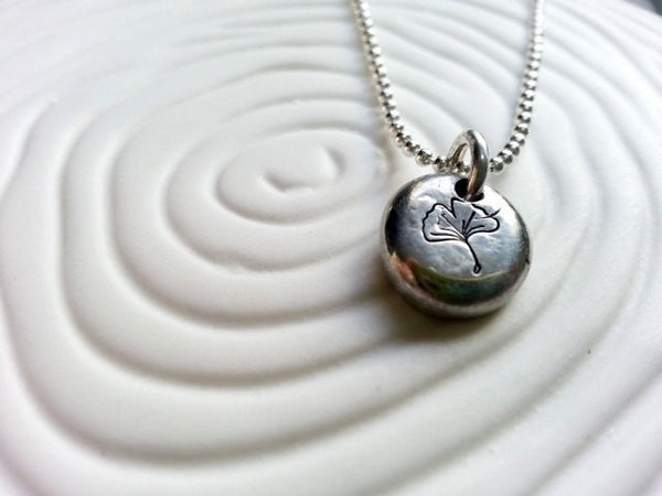 Personalized, Hand Stamped Ginkgo Leaf Necklace