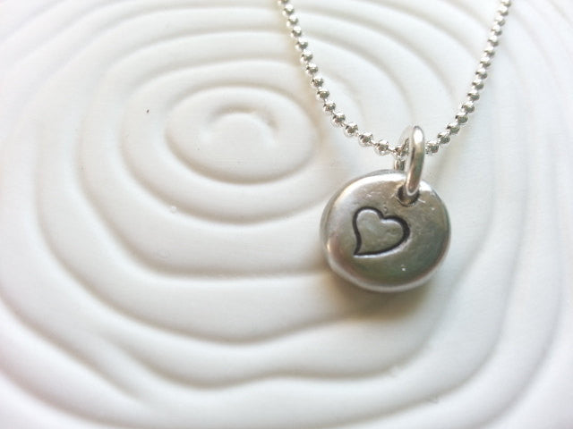 Personalized, Hand Stamped Heart Necklace