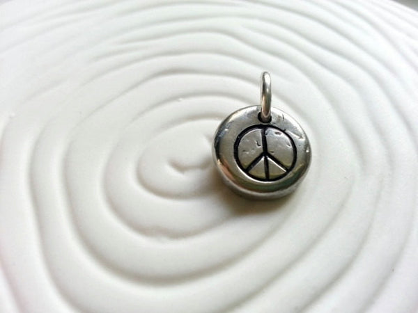 Peace Sign- Hand Stamped Personalized Necklace Charm Peace Symbol